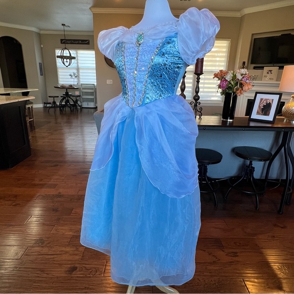 Disney Cinderella Gown Girls XL fit Women XS S Costume Dress Long Blue - Picture 3 of 16